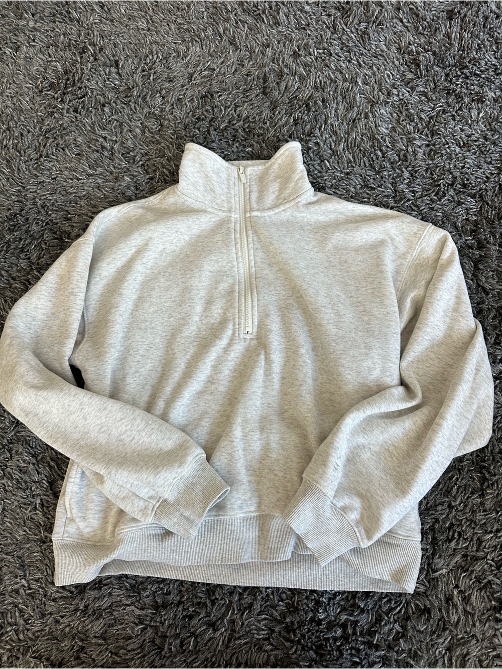 Fabletics Light Gray Quarter-Zip Sweater